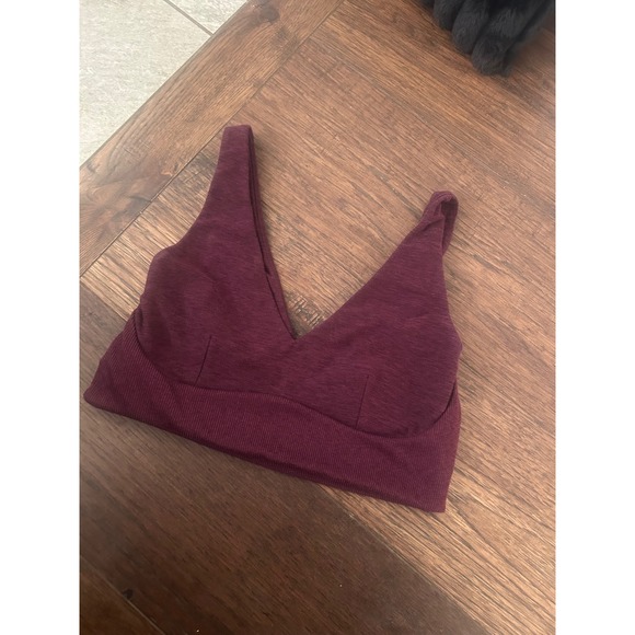 Victoria's Secret Lounge Bralette Plum Burgundy V-Neck Ribbed Band Large L/G - Picture 1 of 5